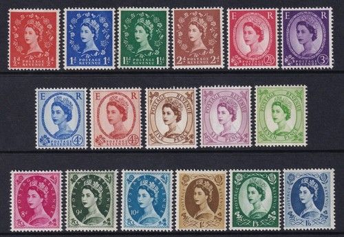 GB QEII SG610-SG618a Phosphor Wildings 1960-67 Basic Set of 17 Unmounted Mint