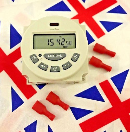 ⭐ 12V LCD Digital Clock Programmable Control Power Timer Switch Relay + Crimps ⭐ — image 1