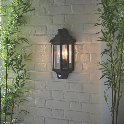 LAP Outdoor Half Lantern Wall Light With PIR Sensor Satin Black IP44 LED — image 2