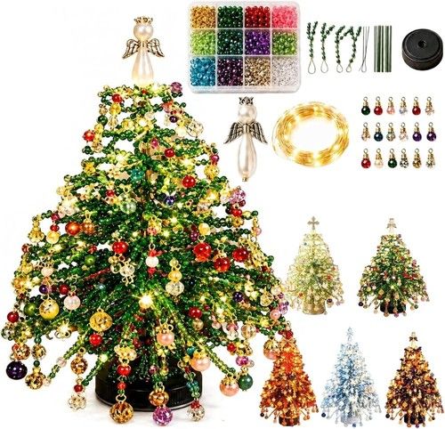 Beaded Christmas Tree Kit DIY Ornament Making Craft Set Kids Gift Funny