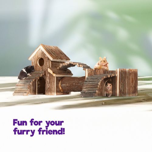 PETLICITY Wooden Hamster Climbing House with Tunnels — image 2