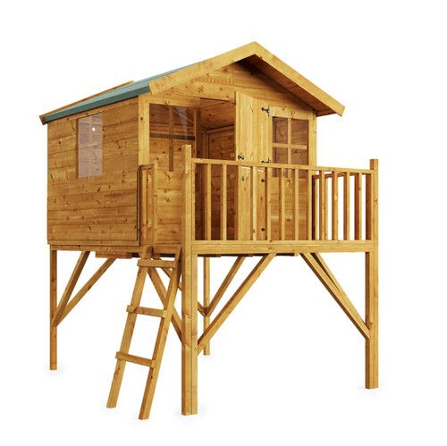 Wooden Outdoor Children Playhouse Tower 6x5 Kids Garden Wendyhouse with Ladder