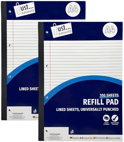 2x A4 lined Refill Pad 100 Page Notepad Memo Writing Ruled Student Office School — image 2