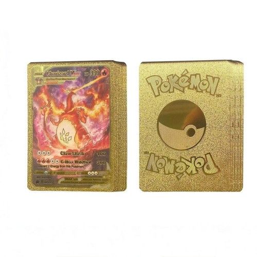55PCS Pokemon Card Foil GOLD PACK 55 CARDS TCG GX Vmax GX Card Charizard Rare