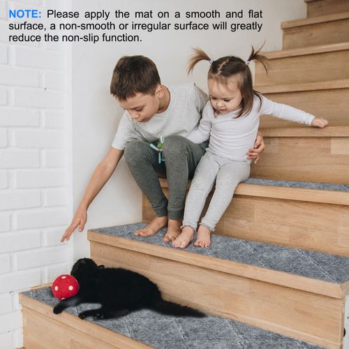 Non Slip Stair Treads 15Packs 8"x30" Carpet Mat for Indoor Wooden Stairs, Gray — image 6