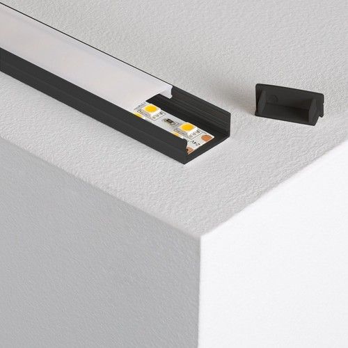 Aluminium Profile Black w/ Cover, End Caps LEDBRITE 2M /6.6FT Surface Profile