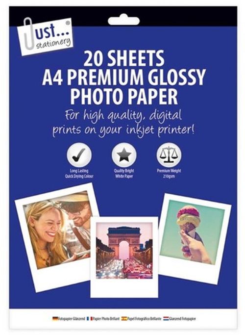 A4 Premium Glossy Photo Paper 20 Sheets for Inkjet Printer Quick Drying 210GSM
