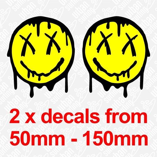 2 x Smiley Face Eyes Stickers Campervan Surfboard Car Helmet Decals 50mm - 150mm
