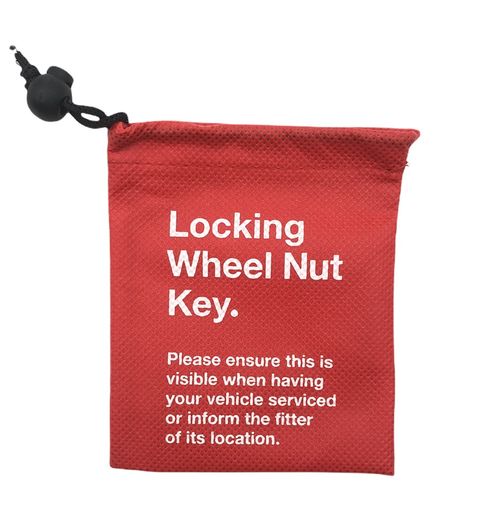 FLUORESCENT RED LOCKING WHEEL NUT BOLT KEY TOOL BAG UNIVERSAL CAR VAN CARAVAN — image 16