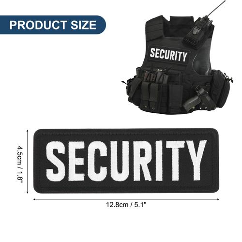 2pcs SECURITY Patch with Hook Loop SECURITY Embroidered Patches Fabric Black — image 2
