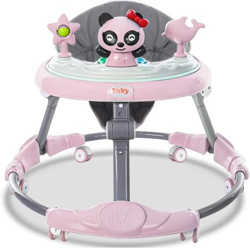 Baby Walker 6 Height Adjustable Foldable Activity Center Music Toys Food Tray 6M — image 1