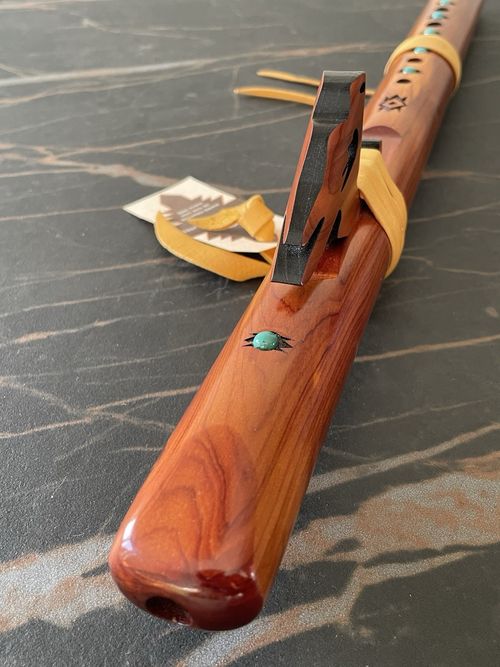 Rare High Spirits Sparrow Hawk Native American Flute Key A - Turquoise Stone — image 7