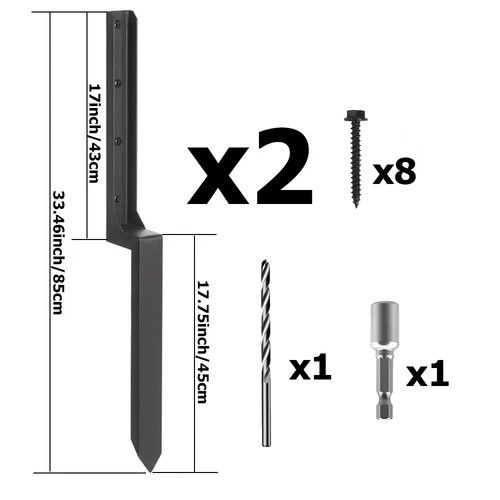 Post Repair Ground Spike - Heavy Duty Steel Fence Anchor Stake 43x12x45cm