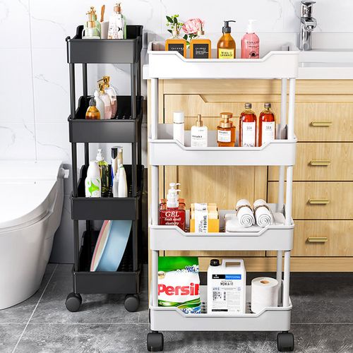 4 Tier Storage Trolley Cart on Wheels Kitchen Bathroom Laundry Rolling Rack — image 11