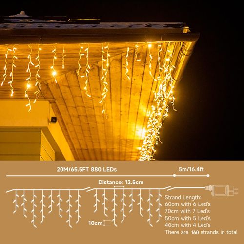 Christmas Icicle Lights LED Mains Plug In Outdoor Xmas Garden 660-880LED — image 3