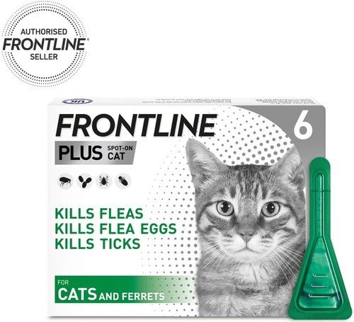 FRONTLINE PLUS CAT Flea Treatment For Cats Kills Fleas Tick Lice 1, 3, 6 Pipette
