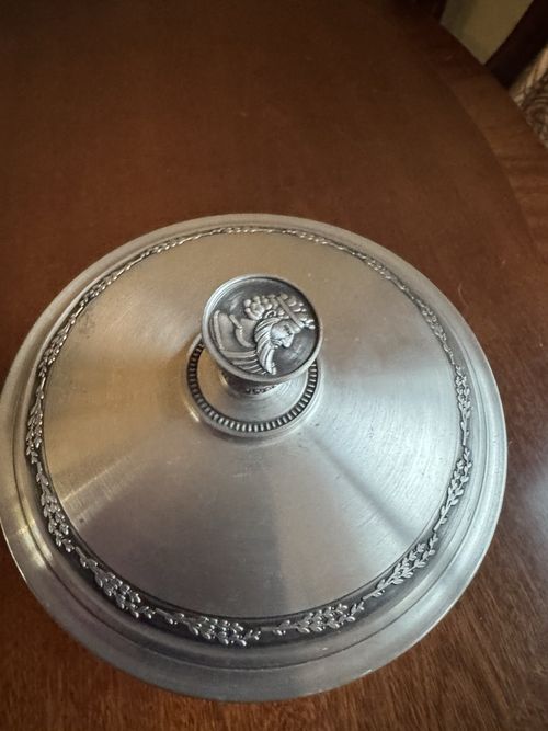 Schmidt Vintage German Ceramic Jar Pewter Handle Lid Greek Mythology 2005 9" — image 10