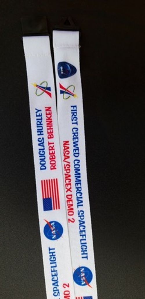 NASA SPACEX DRAGON (DM-2)  MISSION LANYARD FIRST CREWED LAUNCH FROM THE USA