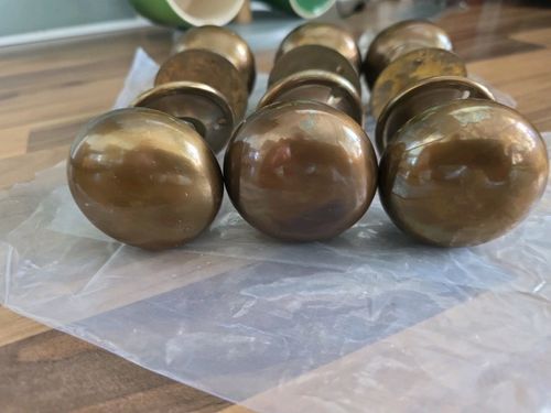 3 Sets Antique Brass Door Knobs Handles  Rimlock  Knobs New Reclaimed Old Stock — image 5
