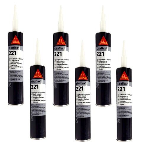 Sikaflex 221 WHITE Universal Adhesive Sealant Motorhome Bath 6 ITEMS