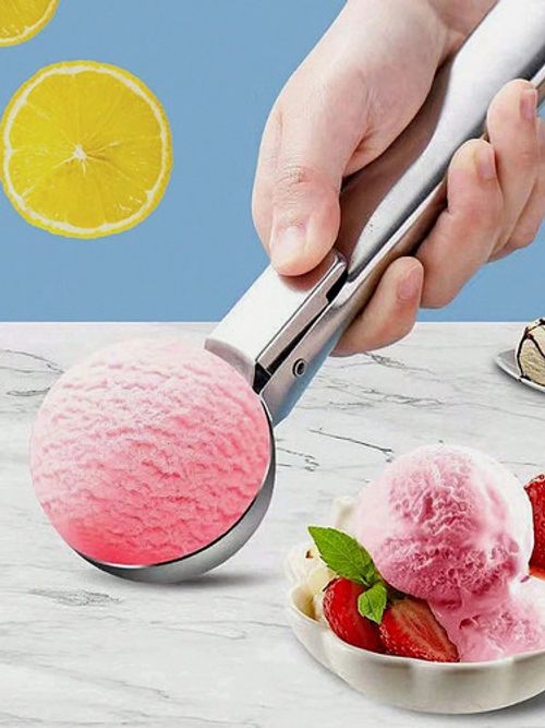 Premium Stainless Steel Ice Cream Scoop with Trigger Heavy- Duty Non Stick