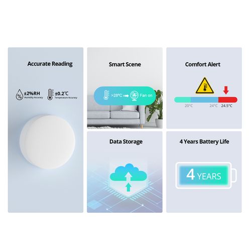 SONOFF 3PCS SNZB-02P Smart Zigbee Mini Temperature Humidity Sensor Voice Control — image 3