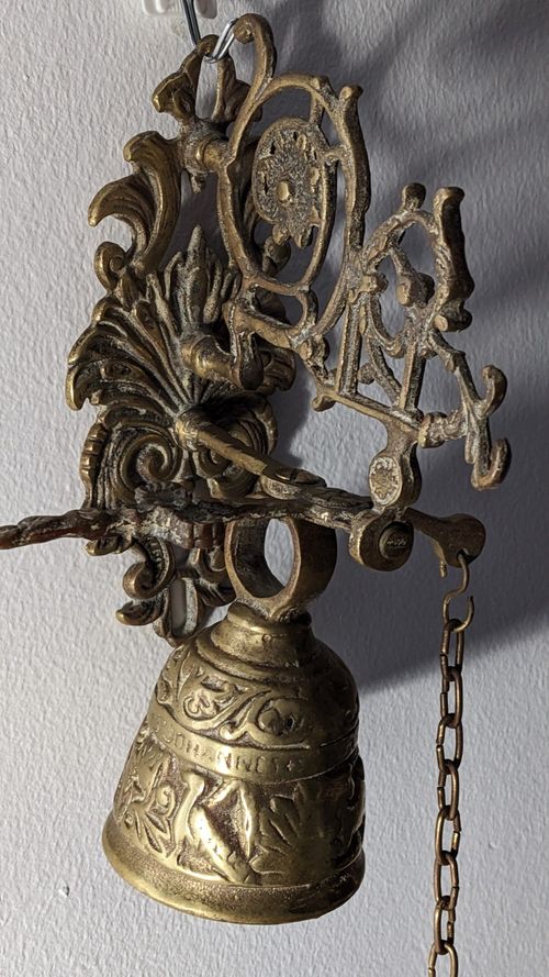 Antique Brass Monastery Bell Ornate and Heavy — image 9