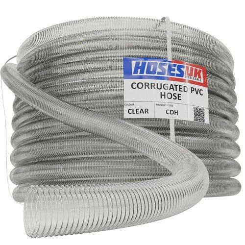 1 inch (25mm) CLEAR CORRUGATED FLEXIBLE HOSE FISH POND PUMP MARINE PVC PIPE