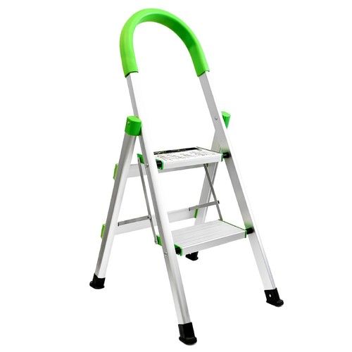 2 Step Aluminium Ladder Foldable Safety Step Stool 140kg Anti-Slip Wide Treads