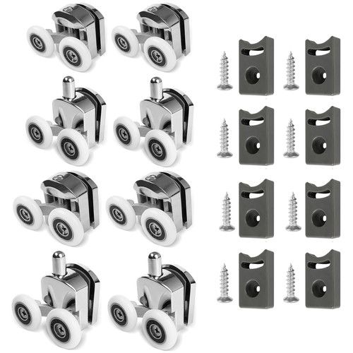 4/8x Shower Door Rollers Wheels Runners for Curved Door Top & Bottom Replacement