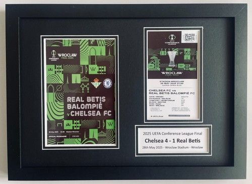 2025 UEFA Conference League Final Chelsea A4 Photo Programme Ticket Display