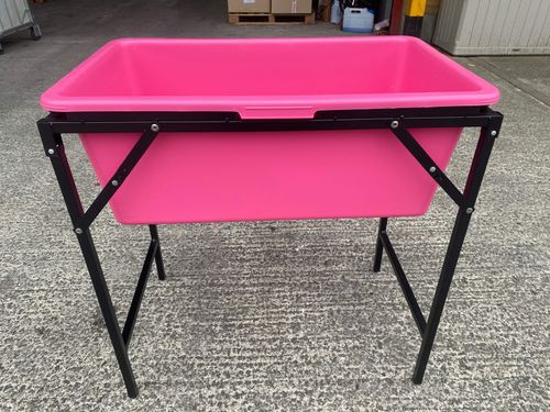 90L Pink Dog Bath with Stand & Drain Valve – Foldable Pet Washing Tub — image 4