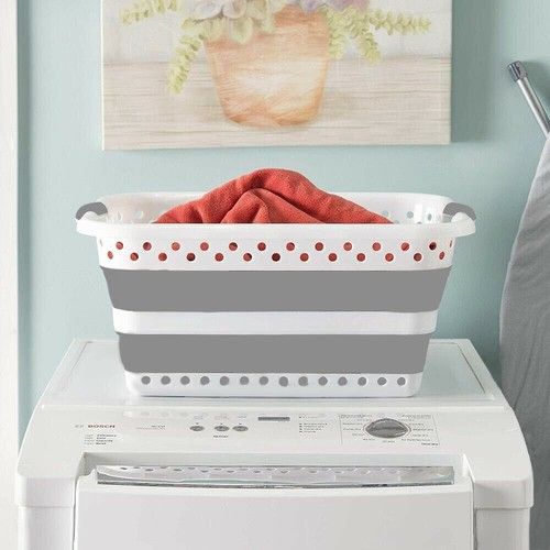 Collapsible Folding Laundry washing Basket storage Cloth Bin Bucket Space Saving
