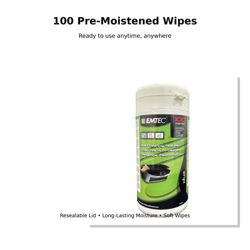 Emtec Screen Cleaning Wipes – 100 Moist Wipes for TV, Laptop, Monitor & Phone – — image 4