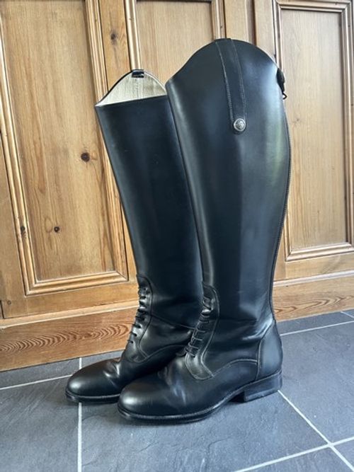 Sarm Hippique 1500 Tall Riding Boots Black EU 38 XL Calf Made in Italy Leather