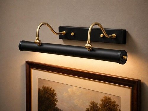 Matte Black Brass Picture Light, Handmade Modern Art Display Light Hotel Light