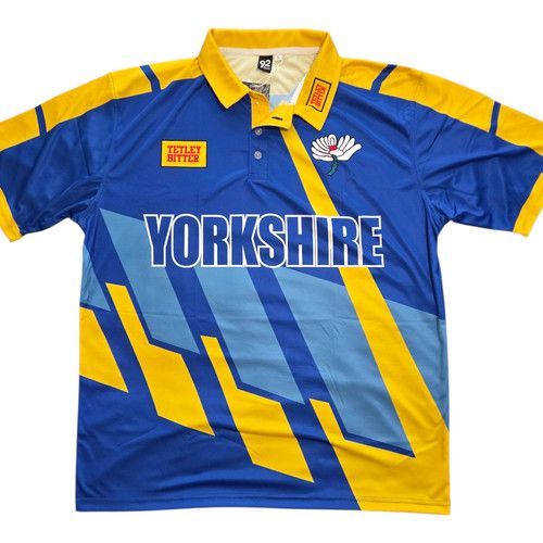 Yorkshire County Cricket Club 1996 Retro Blue Shirt – Replica Polo by 92 Sports