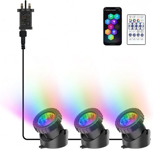 NATPOW Pond Lights Mains Powered, RGB Submersible Lights, IP68 Waterproof Aquar