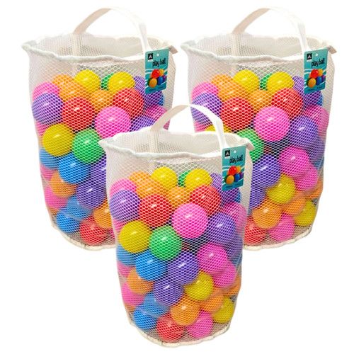 100 Ball Pit Balls 5cm Colourful Soft Plastic Kids Play Balls Mesh Bag UK