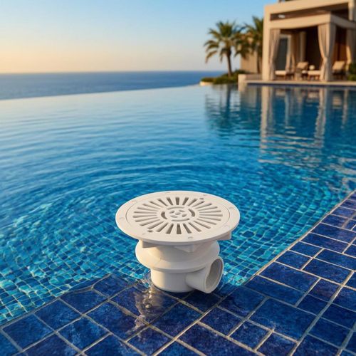 Plastic Pool Drain Fitting White Swimming Pool Drain Circular Fixing Holes — image 9