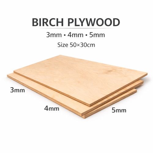 Birch Plywood Sheet 50×30 cm – 3/4/5 mm – Laser & CNC Friendly Craft Ply