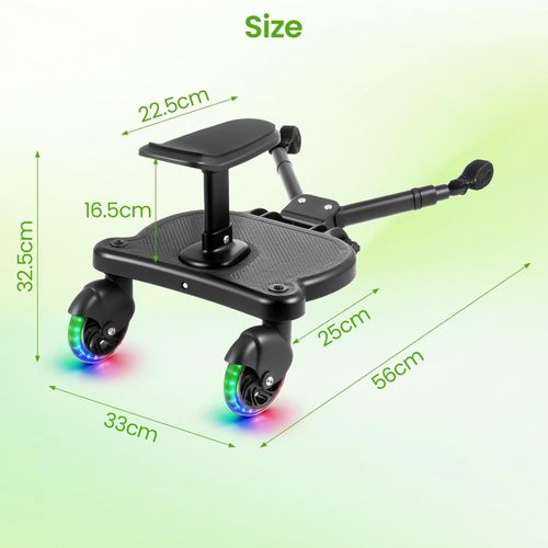 Universal Buggy Board Adjustable Kiddy Board with LED Flashing Wheels & Seat — image 5