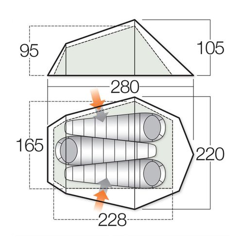 Vango Banshee 300 Tent 3 Man Lightweight Backpacking DofE Wild Camping Trekking — image 3