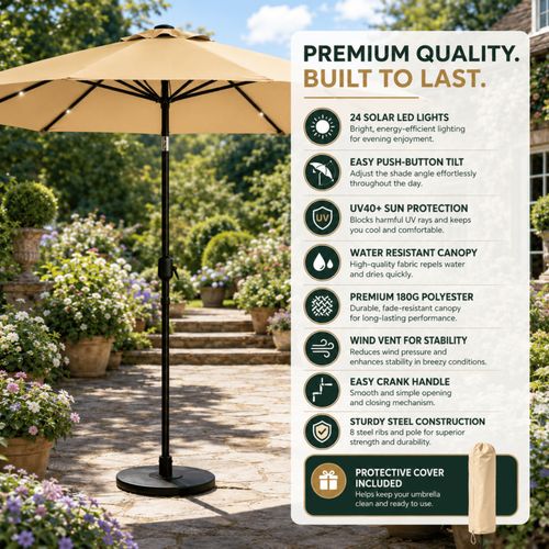 Garden Parasol Patio Table Umbrella Sun Shade Crank Handle Waterproof 2.7M — image 10