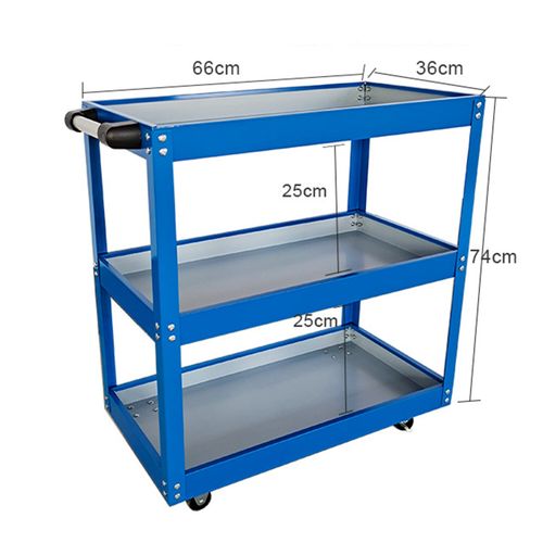 Durable Garage Tool Storage Heavy Duty Trolley Workshop 3 Tier Wheel Cart Shelf — image 8
