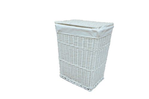 Laundry Basket Bin White Medium Wicker Basket With White Liner Insert Handles — image 3