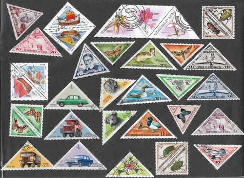 TRIANGULAR STAMPS  200 ALL DIFFERENT COLLECTION   10/9/2026 THEMATICS — image 2