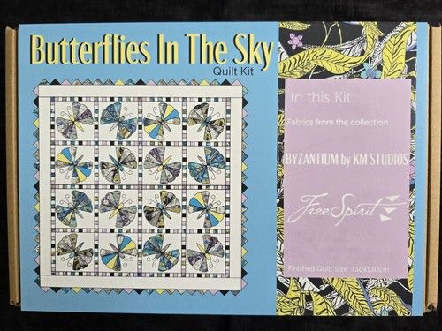 Butterflies in the Sky Quilt Kit 130cm x 130cm Byzantium Fabrics by KM Studios