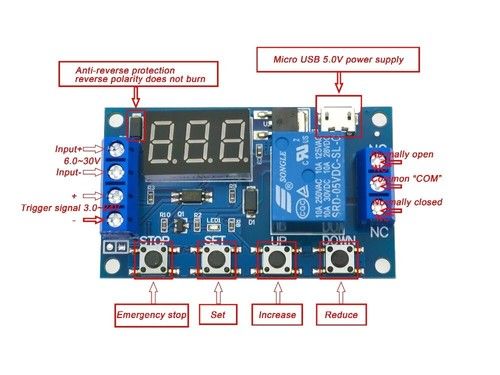 6-30V Relay Module Switch Trigger Time Delay Circuit Timer Cycle Adjustable