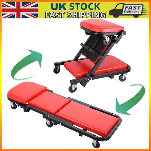 Mechanics Creeper Trolley Stool 6 Wheels Workshop Padded Car Workshop Garage